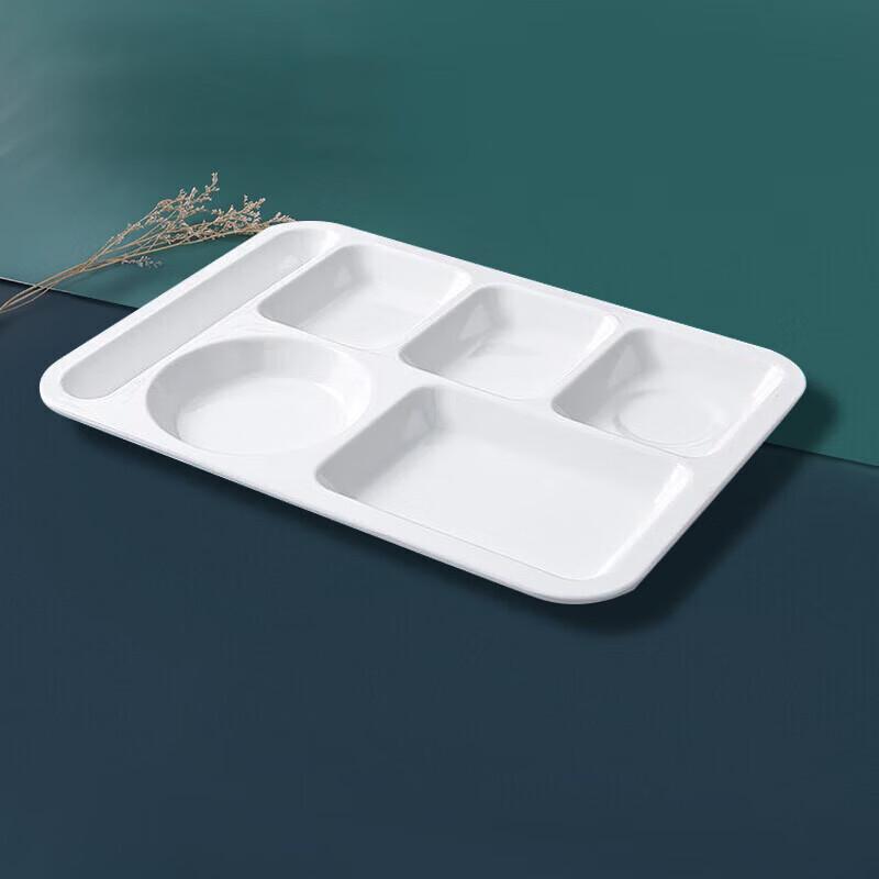 White Melamine 6-Compartment Divided Dinner Plate Set