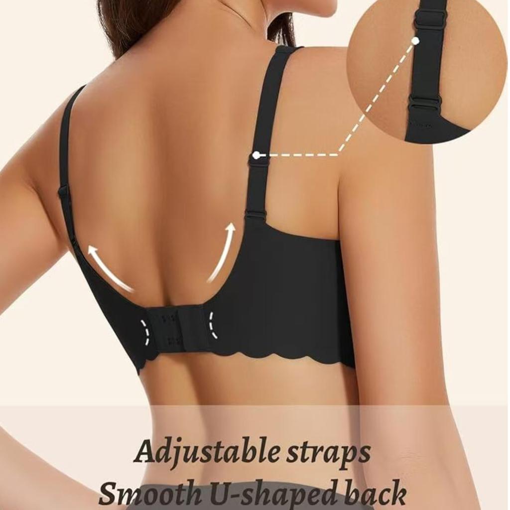 European Seamless Deep V Bra for Women Gathered Side Bust Coverage Anti-Sagging Daily Comfort Intimates