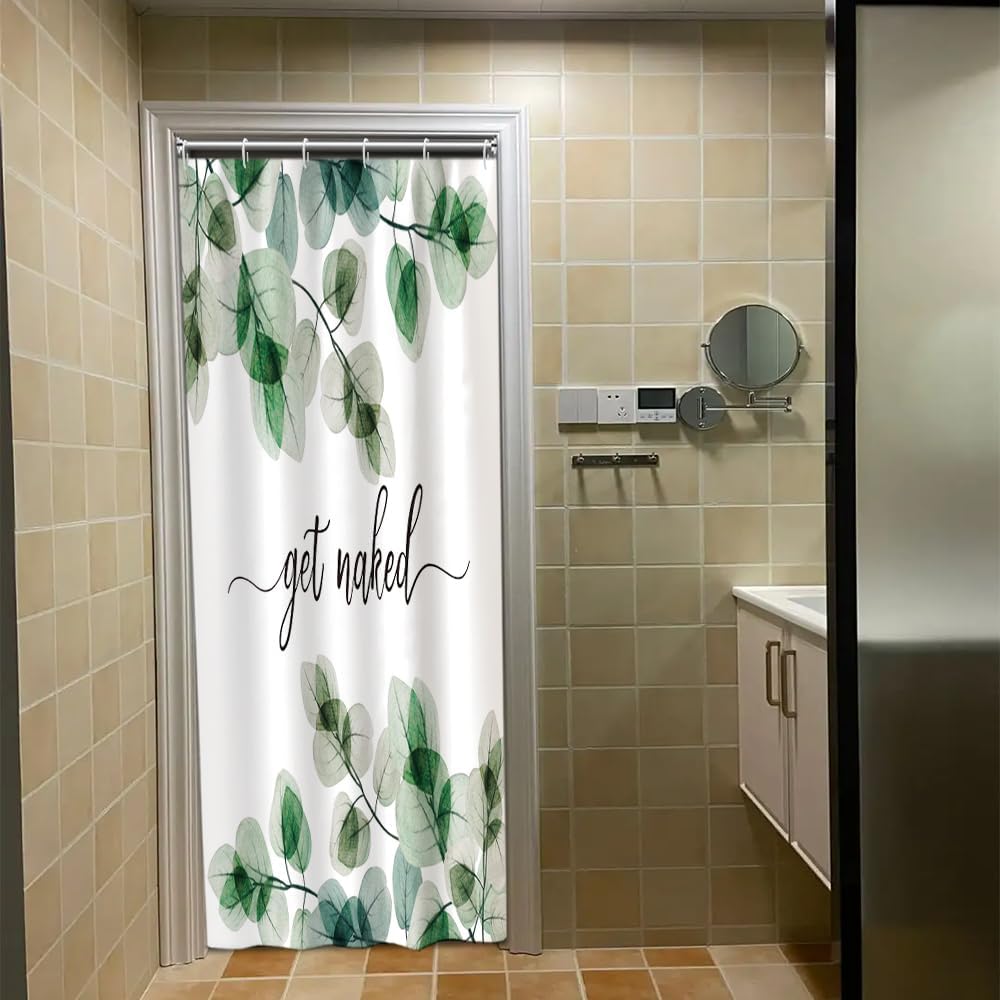 

Green Leaves Shower Curtains For Bathroom Decor Spring Fresh Nature Botanical Butterflies Modern Farmhouse Bath Curtain W60H190(CM)-1 Pcs