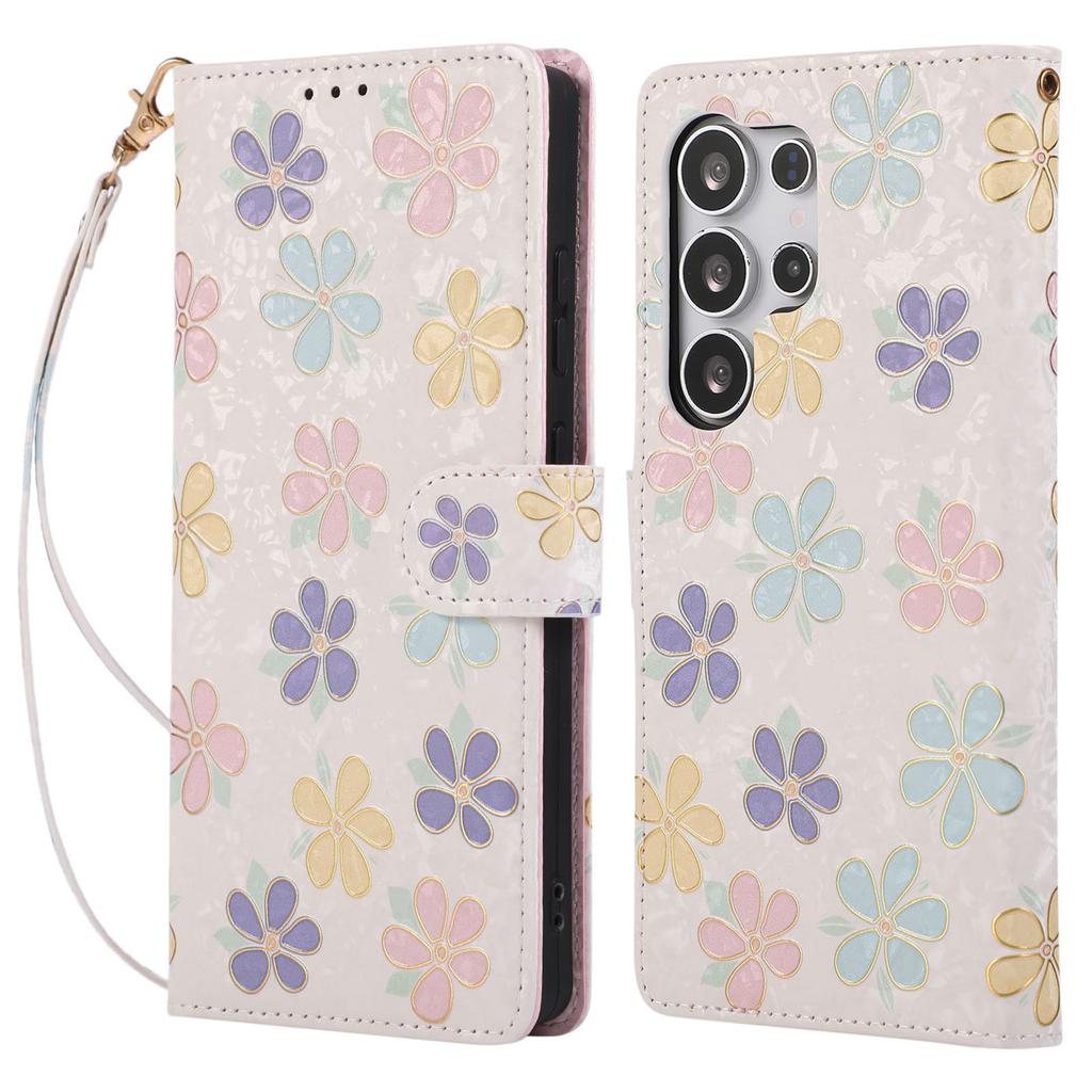 Etui dla Samsunga Galaxy S25+/S24+ Blokujące RFID Skórzane Etui na Telefon z Kwiatowym Wzorem