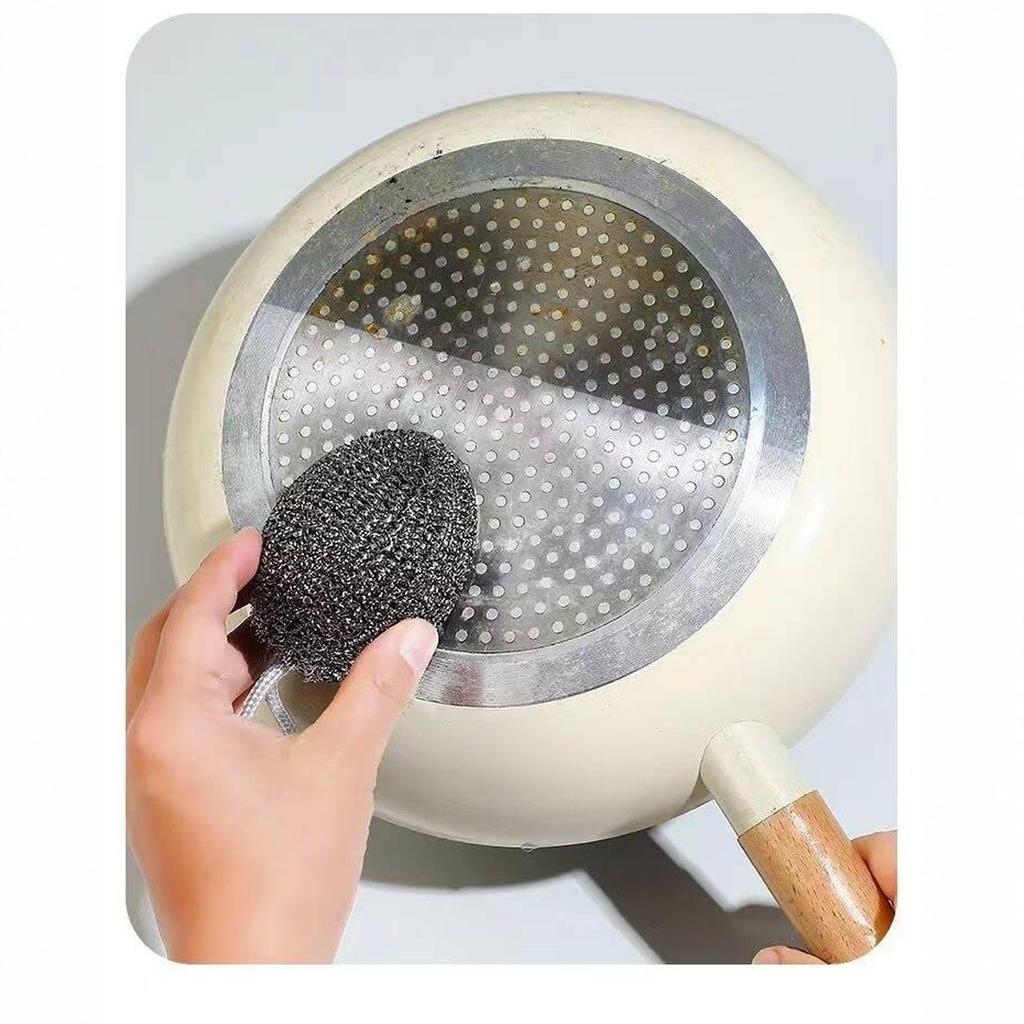 Stainless Steel with Hanging Rope, Non-Shedding Cleaning Ball for Kitchen Dishwashing