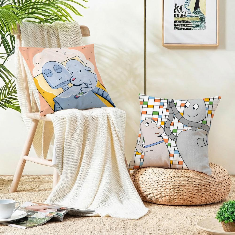 Heartwarming RRobot DreamsS Cushion Cover Breathable and skinfriendly linen pillowcase square removable and washable cushion