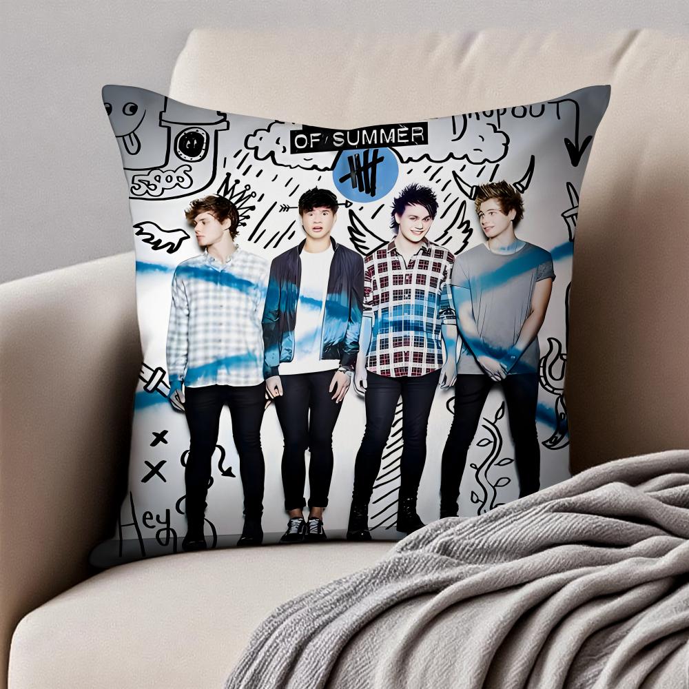 Pop Punk Australian Band 5 S-Seconds Of Summer Cushion Cover Pillowcase Anti-Dustmite Invisible Zipper Short Plush Sofa Cushion