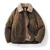 American Retro Detachable Lapel Leopard Lambswool Jacket