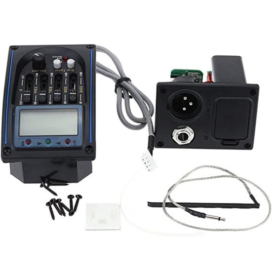1 Set LC-5 Acoustic Guitar Pickup 5-Band EQ Equalizer System with Turner Backlight Adjustable Volume Control LCD Display Piezo Pickup Guitar