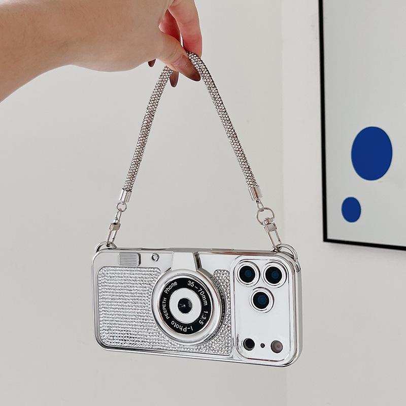 Galvanisierte Strass-Handkamera-Tasche für Apple iPhone 17 Pro Max