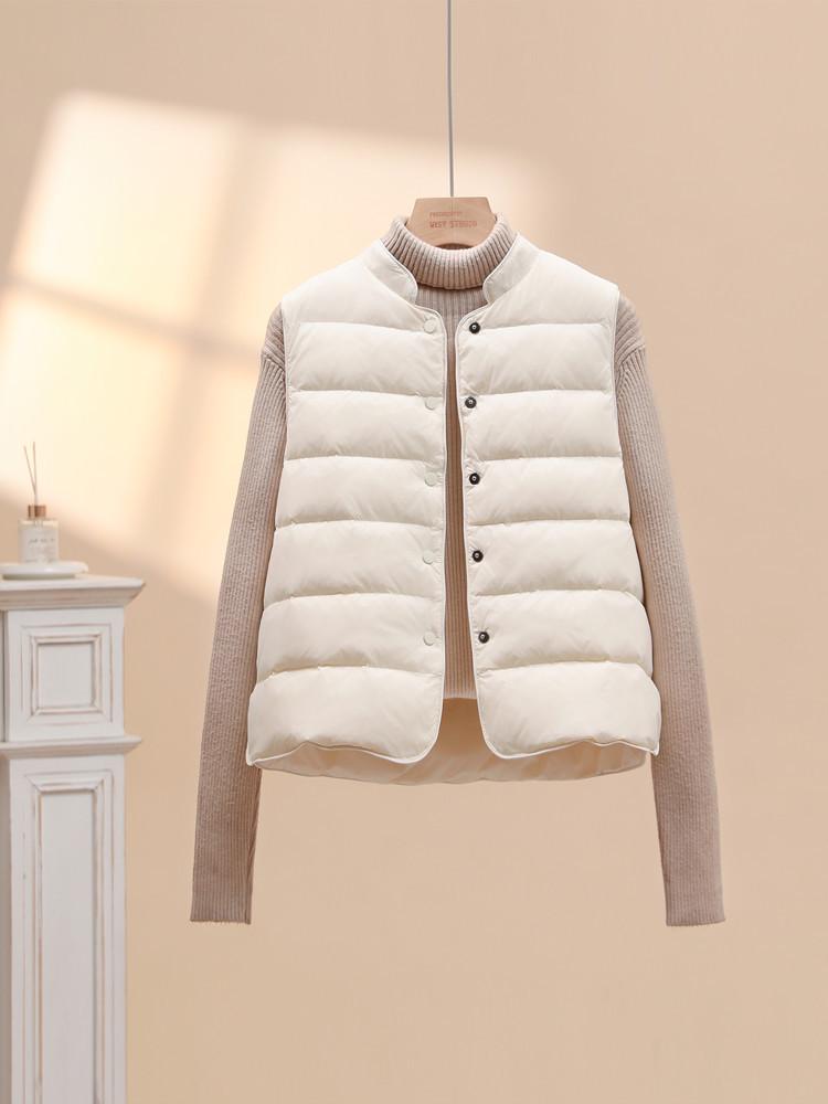 2026 Women's Autumn/Winter Stand-up Collar Down Vest - Thick, Loose, Short, Warm, and Lightweight Trendy Jacket