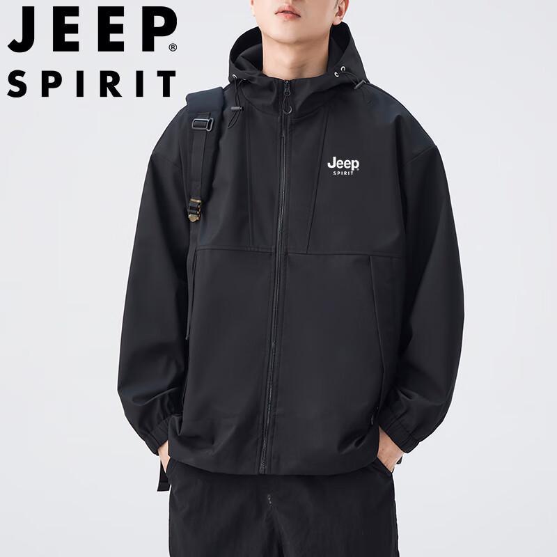 JEEP SPIRIT Men's Hooded Casual Windbreaker Jacket
