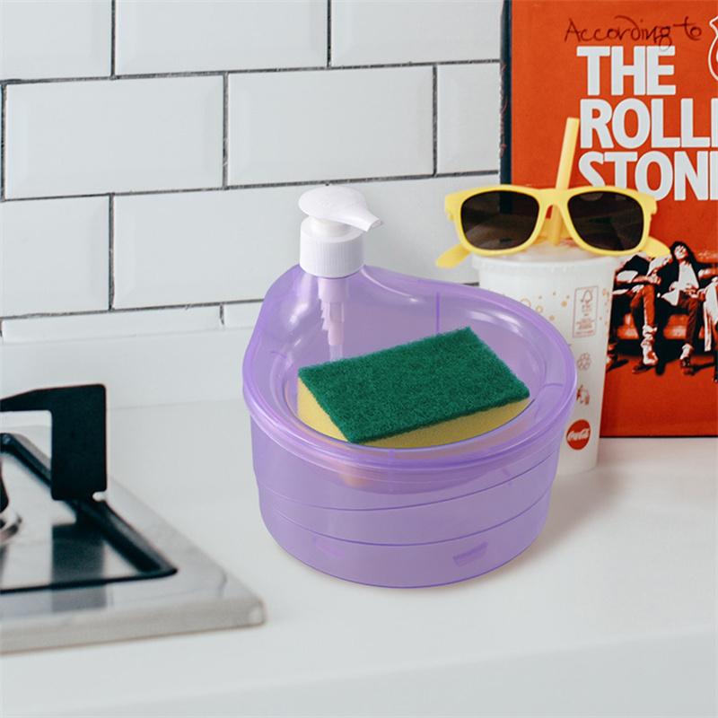 Seifenspender und Wäscherhalter, multifunktionaler Geschirrspülbehälter, 1000 ml, manueller Spülbecken-Geschirrwaschseifenspender für Café