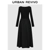 UR Women's French Style Cowl Neck Belted Dress