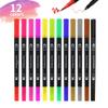 12 Farben Künstler-Coloring-Marker Stifte Feine Pinselspitze Doppelspitzenstift Kunstbedarf für Manga-Malbücher Zeichenplaner Scrapbook
