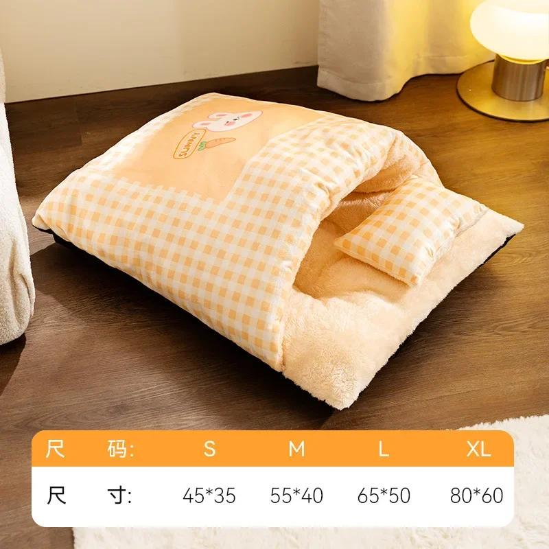 Katzen-Schlafsack Warm im Herbst und Winter Verdickt Niedlich Wind Katzennest Geschlossener Zwinger Bett Kissen Haustier Winterbedarf