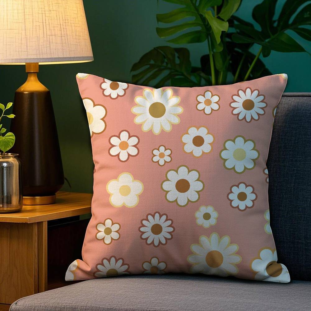 Spring and Summer Floral Pillow Case Plush Fabric Soft Double Sided Print Home Sofa High Quality Cushion Cover Throw