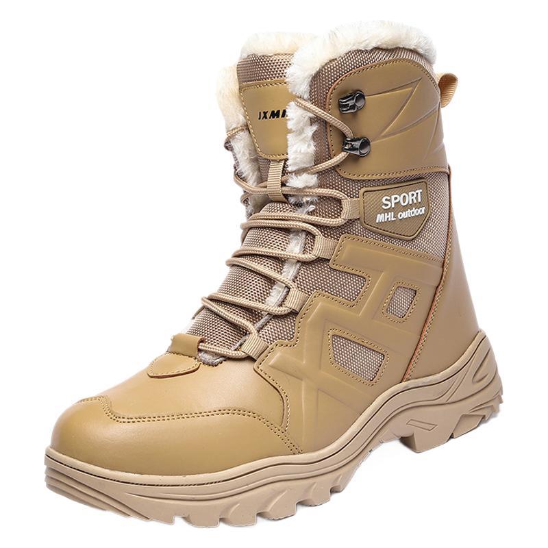 Winter New 2025 Large Size Boots Warm Thickened Hiking Shoes Northern Hairy Men's High-top Snow Boots
