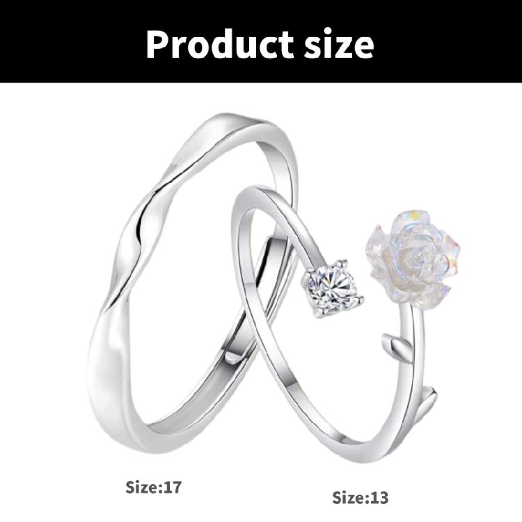 Anéis de Namoro Anéis Abertos Flor Anéis de Dedo Ajustáveis Textura Prateada Joia de Dedo Flor Perfeito para Várias Ocasiões
