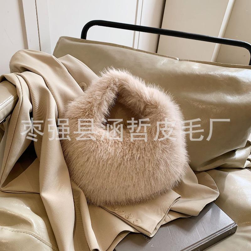 Autumn and winter fluffy imitation fox hair bag versatile portable plush dumpling bag
