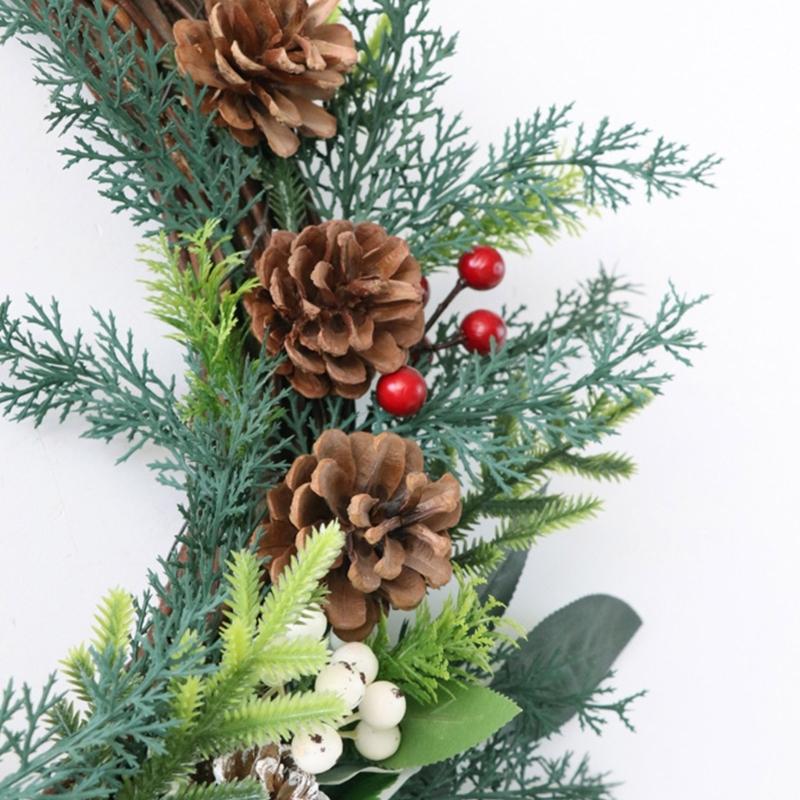 Artificial Wreath Christmas Wreath with Pinecone Berries Decoration for Front Door Garden Yard Christmas Decorations