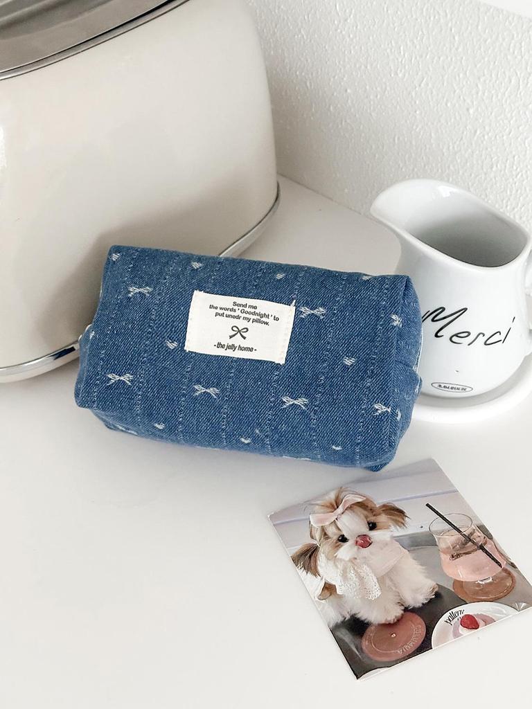 Korean Style Denim Octagonal Bag for Earphones, Lipstick, and Skincare Essentials