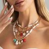 SHIXIN 3 Pcs/Set Boho Baroque Imitation Pearl Chain Necklace for Women Trendy Beach Starfish Scallop Pendant Choker Jewelry Gift