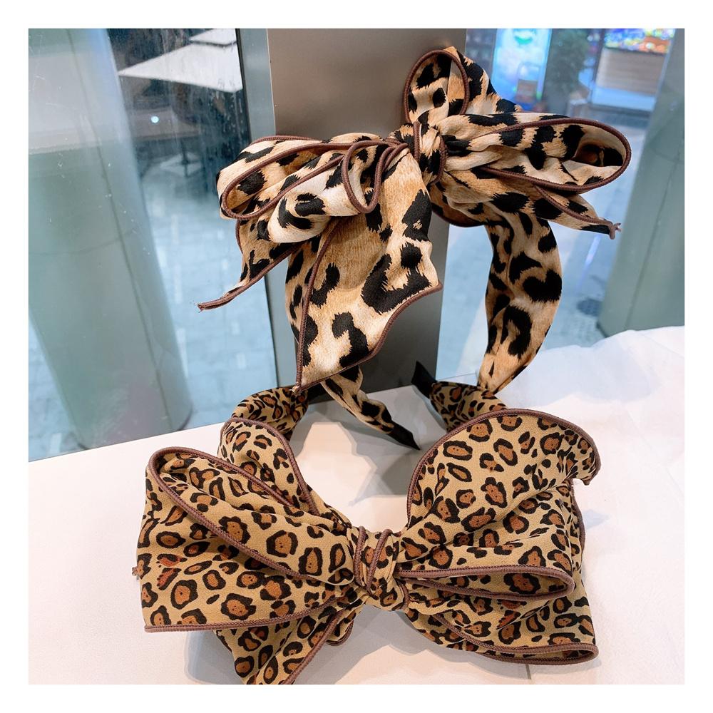 Vintage Leopard Print Headband With Big Bowknot Center for Women's Party Hair Accessory Fashionable Present Headwear