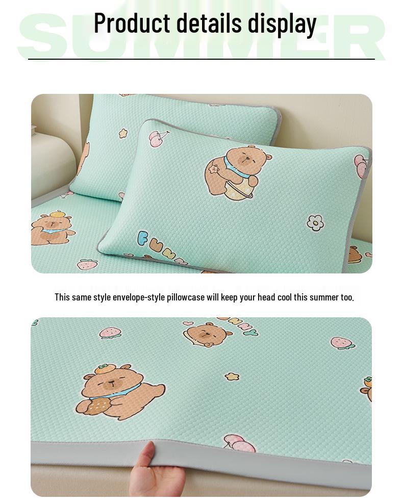 Ice Silk Cool Mat Set - Washable, Soft Three-Piece for Single Dorm Bed, 2026 Design.