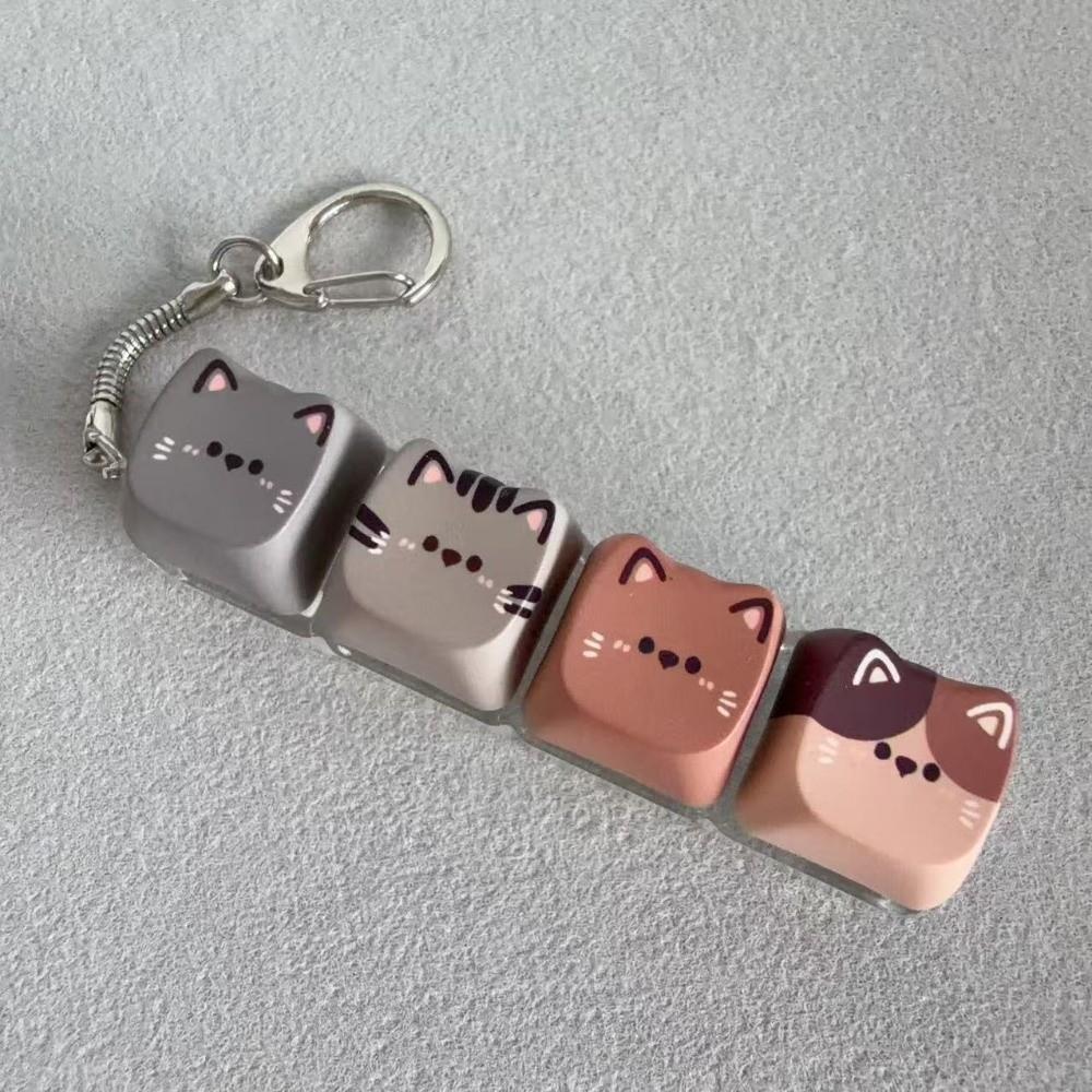 Finger-Tip Pressing Button Cat Fidget Clicker Keychain 4-Key Keycap Keychain Bag Charm
