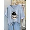 Plus Size 6XL 150KG Summer Cat Print Women's T-shirt Short Sleeve V Neck Lady Tops Big Large Size T Shirt Woman Clothing