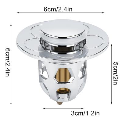 Evrensel Geri Tepmeli Gider Tıpa Filtresi Lavabo Pop-up Krom Lavabo Filtresi Saç Tutucu ile Banyo Lavabosu Gider Tıpa Kolay İtmeli Tip