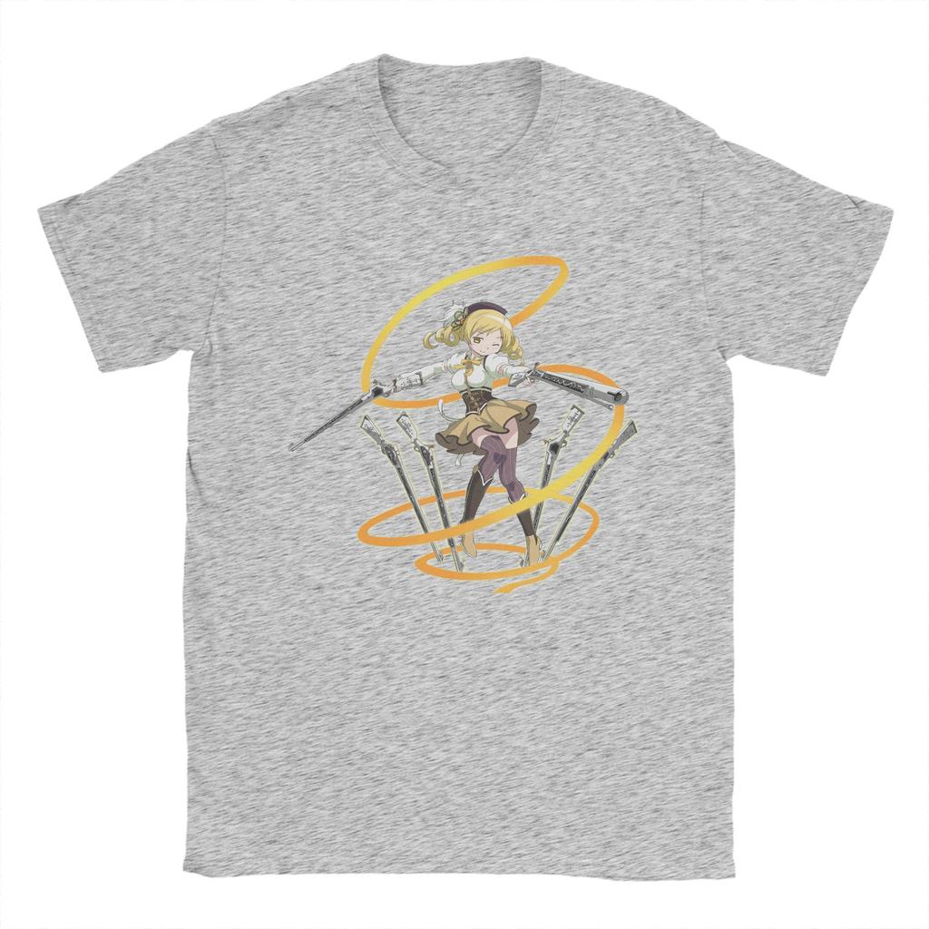 Unisex T-shirt Mahou Shoujo Mami Tomoe Madoka Magica Anime 100% Bawełna Vintage Krótki Rękaw Okrągły Dekolt T-shirty Letni T-shirt