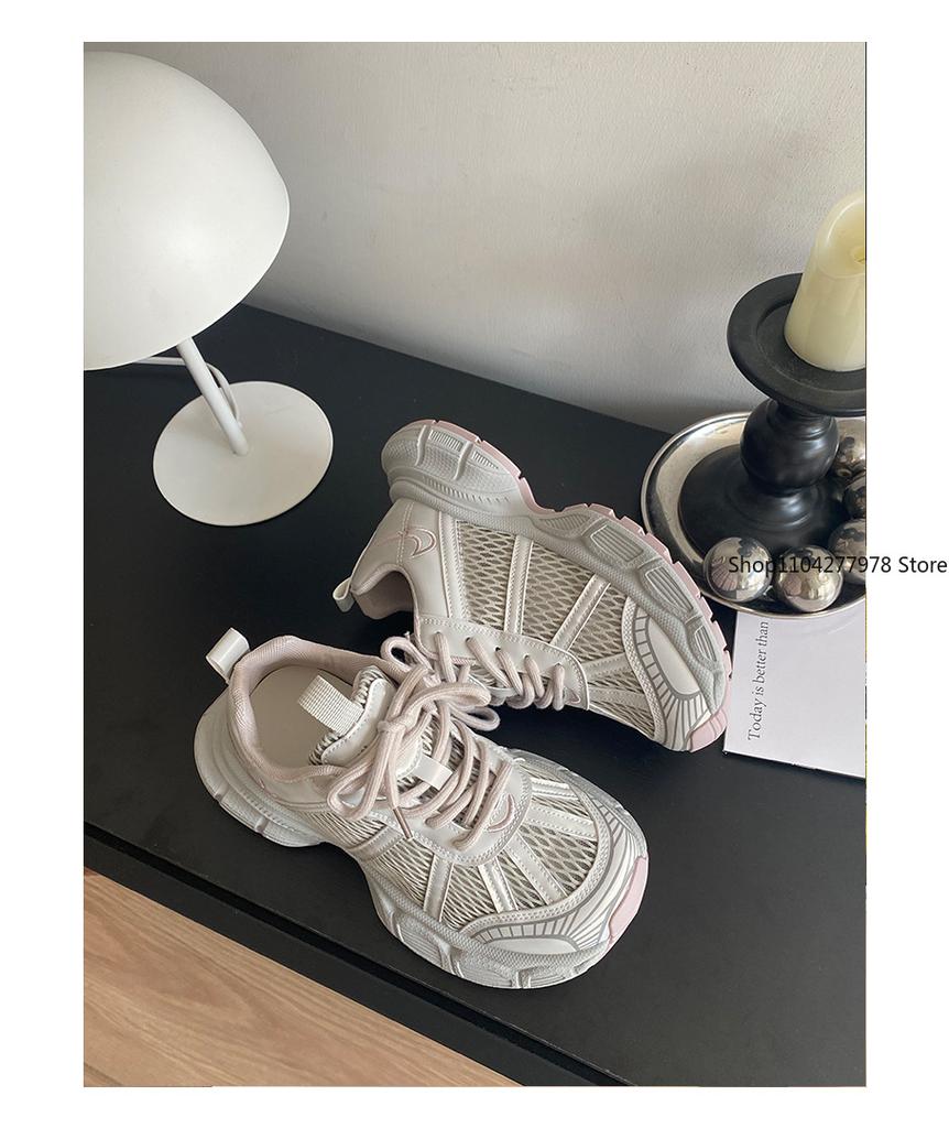 Fashion Women's Sneakers Heightened Breathable Fashion Dad Shoes Casual Platform Mesh Shoes Summer Women's Flats New Popular Trend