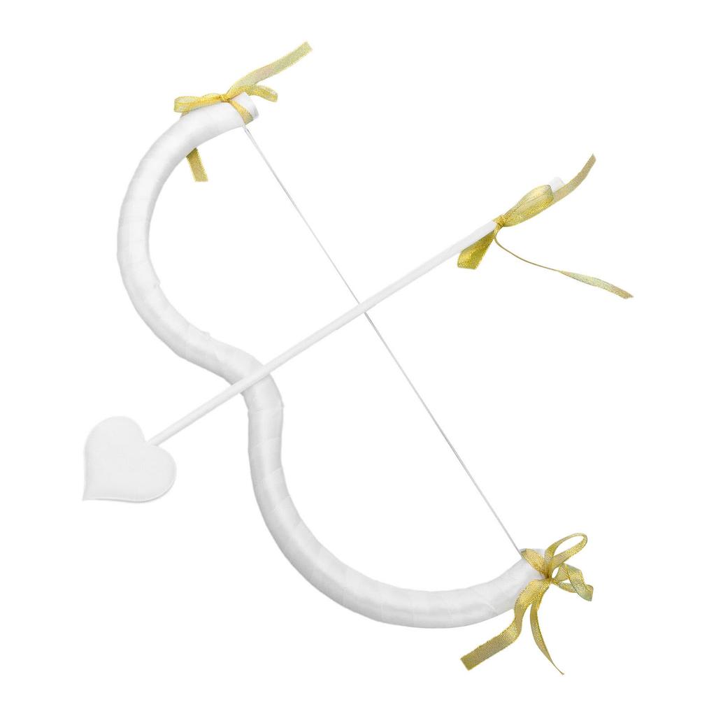 Complete Cupid Accessory Kit: M-Shaped Bow, Heart Arrow & Feather Angel Wings for Valentine‘s Day Cosplay & Theme Party