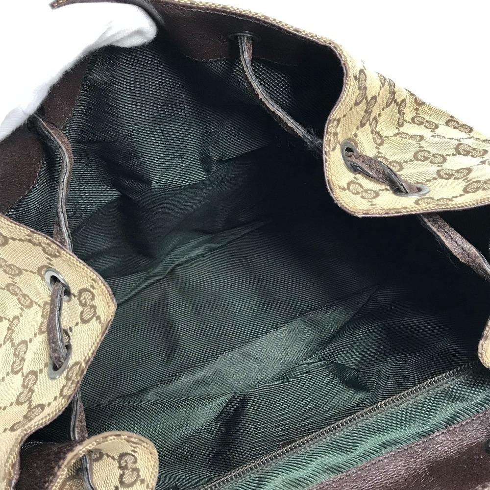 GUCCI 114552 GG logo backpack Bag Backpack GGCanvas/Leather Beige/Dark brown