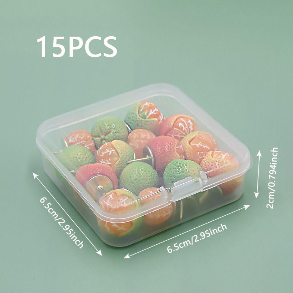 15Pcs Creative Simulated Fruit Push Pins 3D Thumb Tacks Decorative Studs Office School Supplies