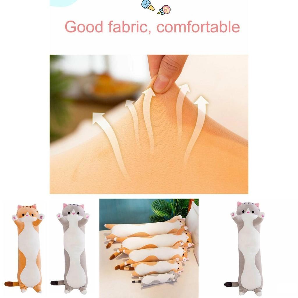 Adorable Long Cat Plush Toy Soft Stuffed Kitten Pillow Perfect For Kids Sleeping Comfort