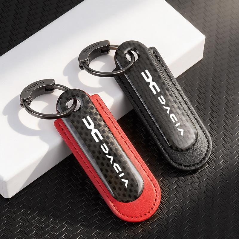 For Dacia Logan Sandero Duster Lodgy Spring Jogger Solenza Renault Dokker Stepway Carbon Fiber Car Keyring Keychain Gift Pendant