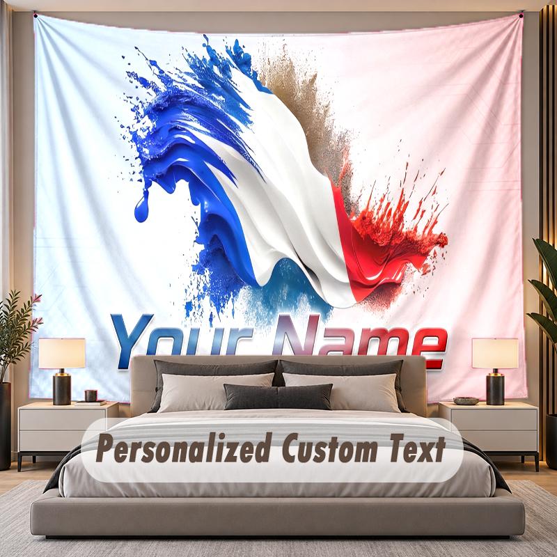 Custom Name Text Tapestry France national football team Personalized Polyester Wall Tapestry For Bedroom And Room
