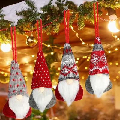 4pcs Cloth Doll Christmas Doll Xmas Doll Pendant Traditional Christmas Gnomes Santa Claus Doll Xmas Gonk Dwarf Elf Decor
