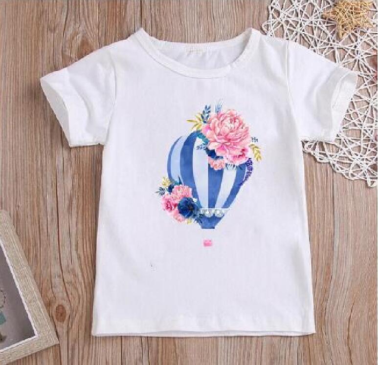 Flower Ice Cream Print New Kids Graphic T Shirts Toddler Girl Clothes White Casual Short Sleeve Tshirt Summer Polyester Fabric