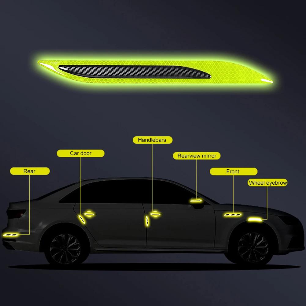 2 szt. Uniwersalne naklejki samochodowe z włókna węglowego na zderzak, odblaskowe paski, ciężarówka, motocykl, naklejki ostrzegawcze anty-zarysowania