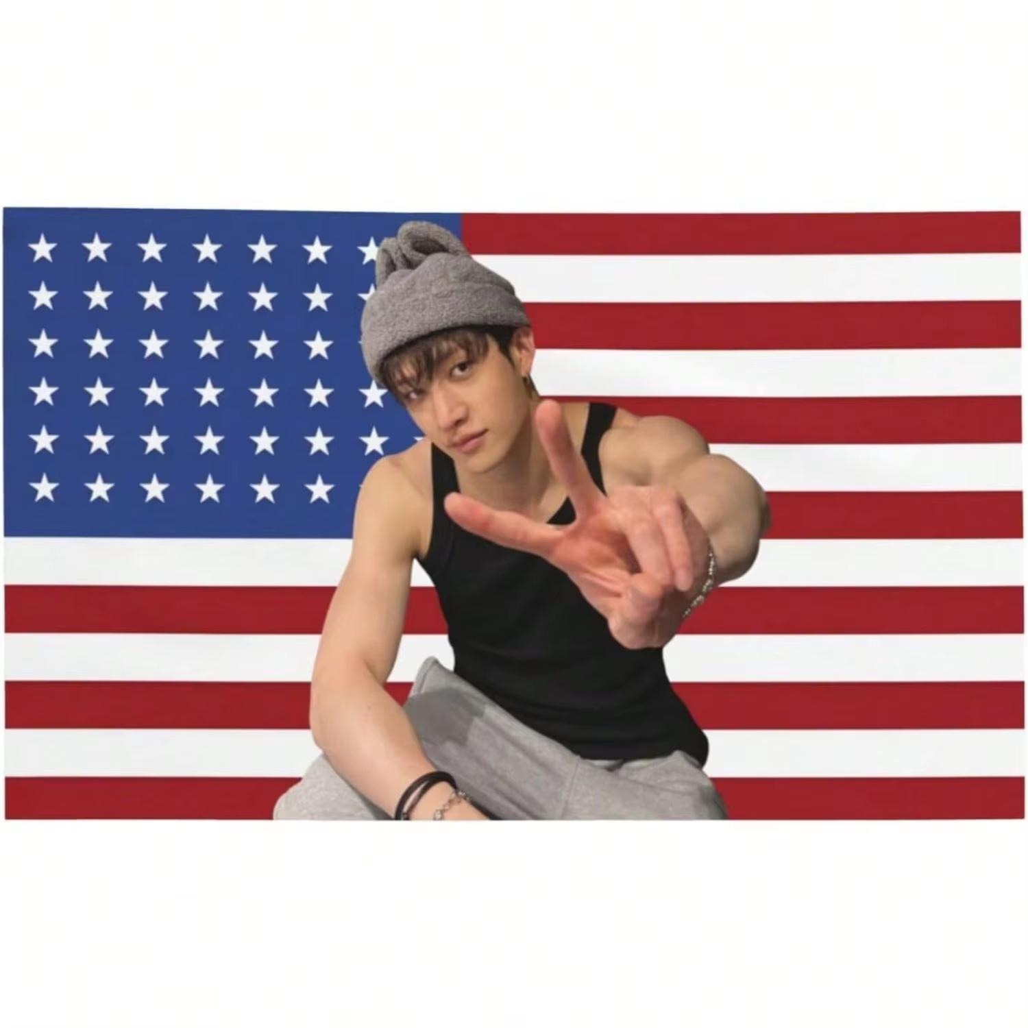 BangChan American Flag Banner Tapestry  Outdoor Decor Ornamental Homeware Barbershop Advertising  Garage Wall Hanging 74x94cm(29x37in)