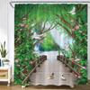 Scenic Forest Waterfall Shower Curtain Tropical Jungle Plants Trees Lake Nature Landscape Wall Hanging Bathroom Decor Curtains
