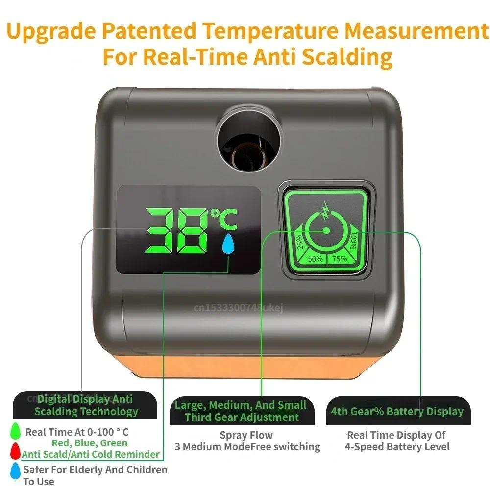 Intelligent Digital Display Electric Shower Pump Travel Waterproof Shower Equipment Portable Outdoor Electric Shower Set
