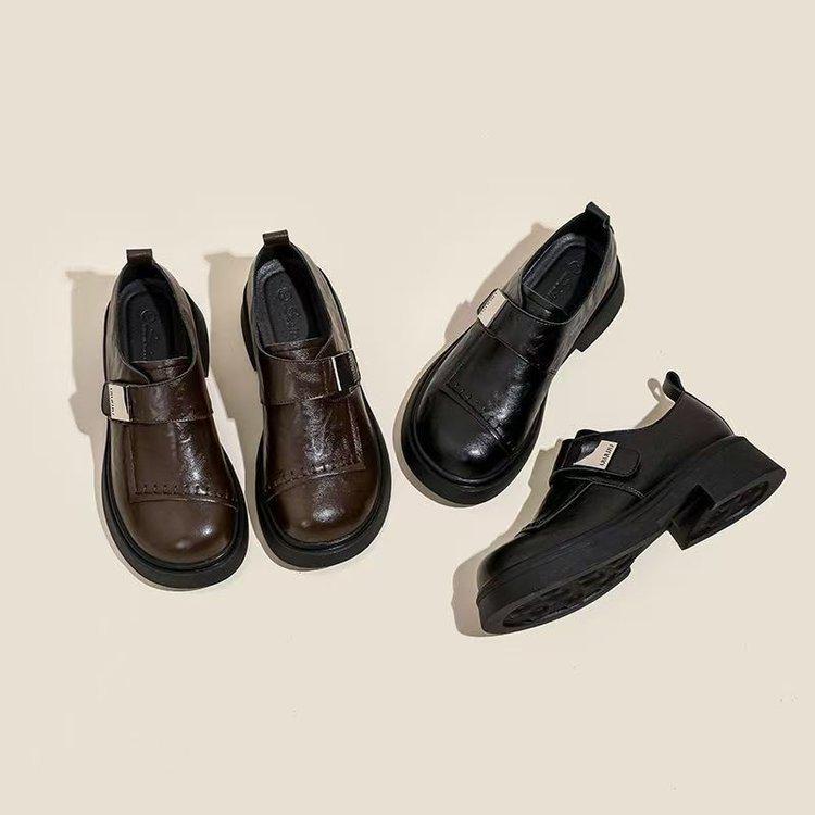 French Retro Preppy Soft Black Leather Shoes