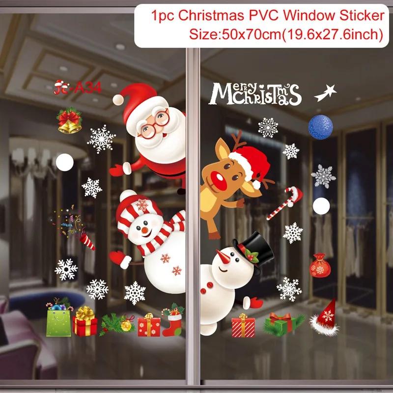 Christmas Wall Window Stickers Marry Christmas Decoration For Home 2025 Christmas Ornaments Xmas Navidad Gift New Year 2025