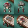Long Red Tassel Chinese Phoenix Crown Brooch Cheongsam Hanfu Pin Buckle  Traditional Costume