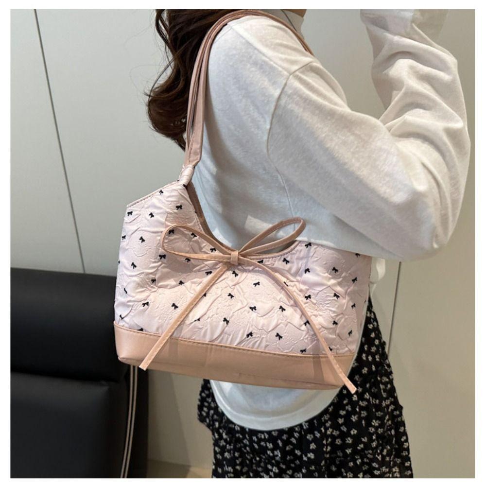 Sweet Bow Ribbon Shoulder Bag French Armpit Bag All Match Underarm Bag  Ladies