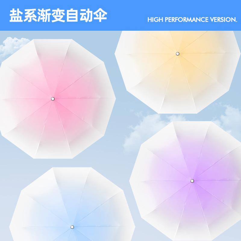Tri-fold automatic umbrella gradual change umbrella windproof umbrella vinyl sunscreen umbrella