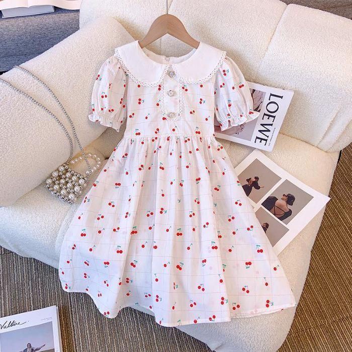 Girls Summer Lightweight Floral Dress with Peter Pan Collar Princess 120