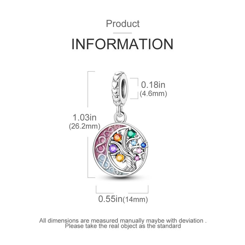 Moon Life Tree Pendant Copper Colors Charm Beads Fit Original Charms Bracelet Beads For Women Jewelry Making Gifts
