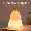 Cute Children's Silicone Night Light Novelty Fox Hippo Pat Toy Rechargeable With Touch Sensor Children's Bedroom Night Light